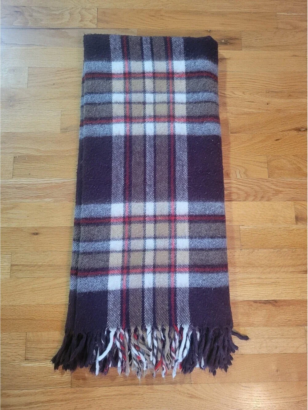 Faribo Wool Plaid Throw Blanket Fall Multicolor Fringe Sofa Bed Warm Cozy Decor